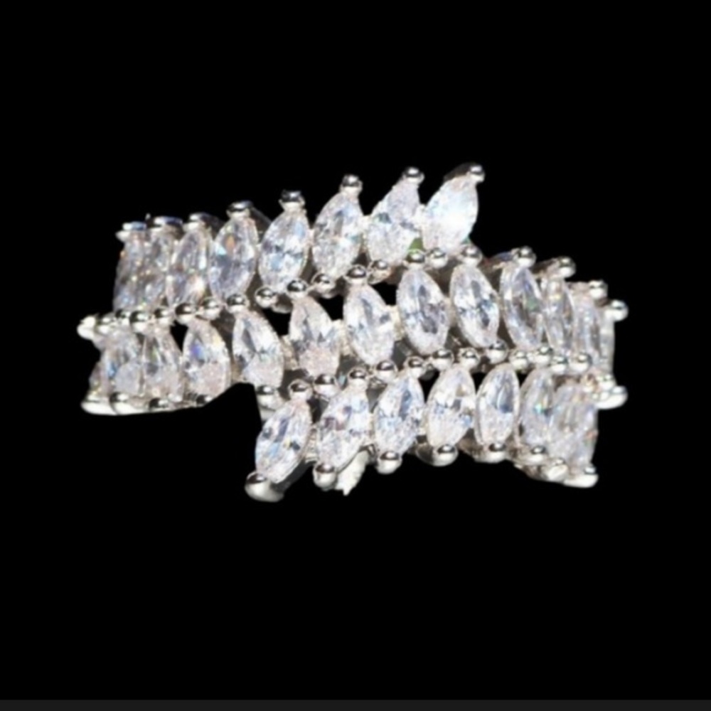 STERLING SILVER WHITE SAPPHIRE 3 WAVES